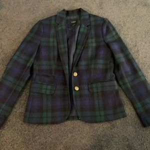 J. Crew black watch plaid schoolboy blazer